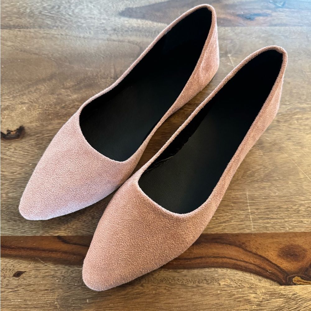 Faux Suede Pointed Ballet Flats Dusty Rose Size 40 US size 8
